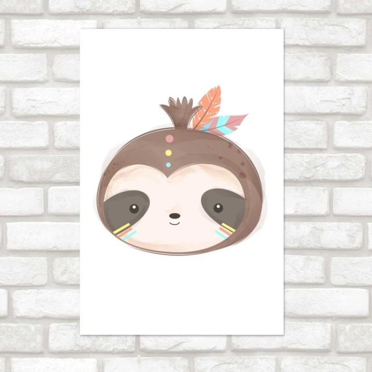 Poster Decorativo Preguiça Índio Minimalista...
