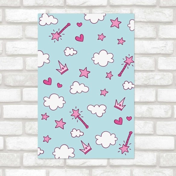 Poster Decorativo Princesa Rosa e Azul N07260