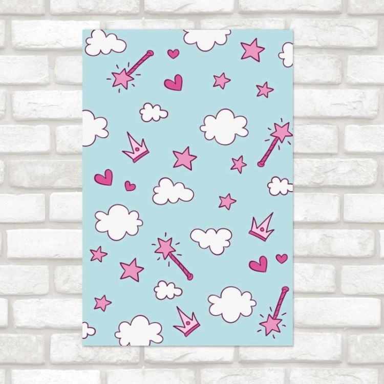 Poster Decorativo Princesa Rosa e Azul N07260