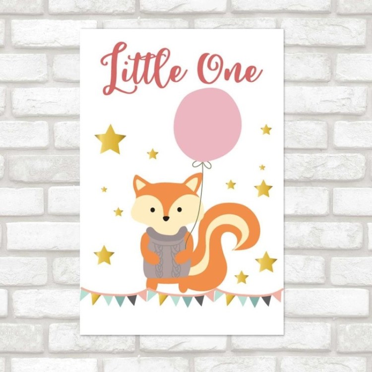 Poster Decorativo Raposa Estrela e Balão...