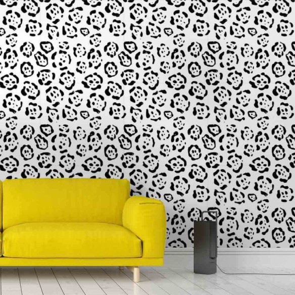 Papel de Parede Adesivo Animal Print Leopardo Branco e Preto 5196722833