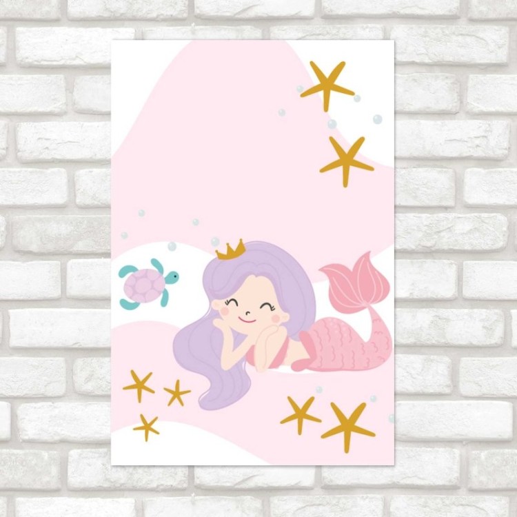 Poster Decorativo Sereia Rosa N08123