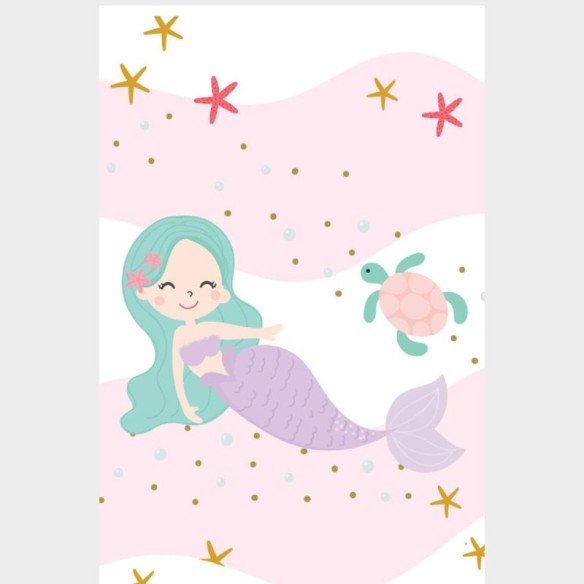 Poster Decorativo Sereia Tartaruga e Estrelas-do-mar N07245