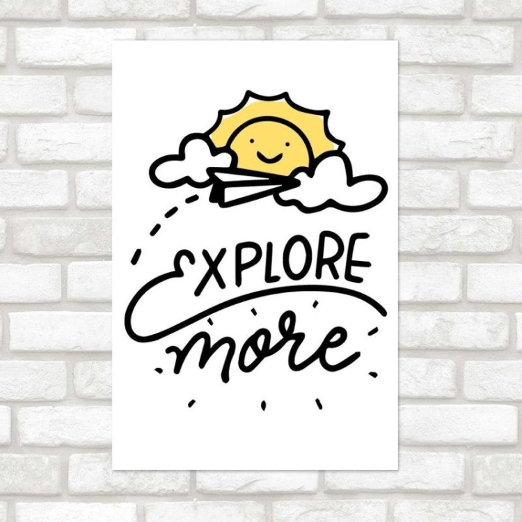 Poster Decorativo Sol e Aviãozinho de Papel N07263