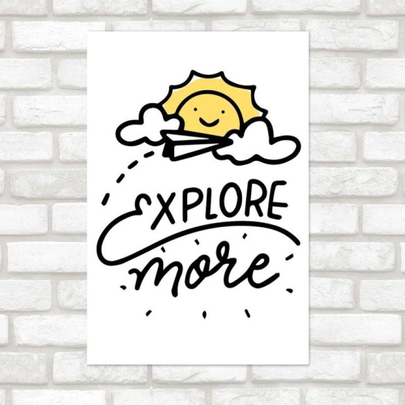 Poster Decorativo Sol e Aviãozinho de Papel N07263