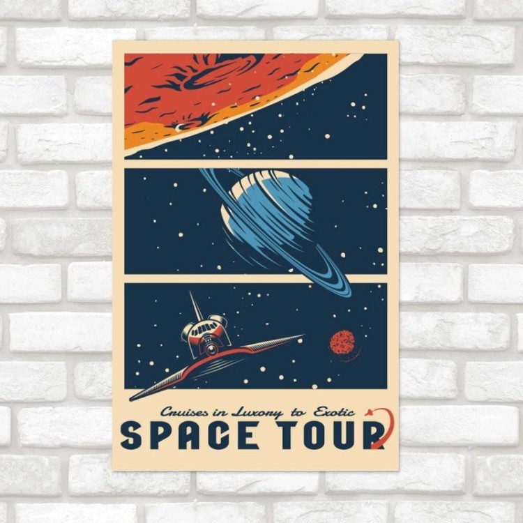 Poster Decorativo Space Tour Retrô N07238