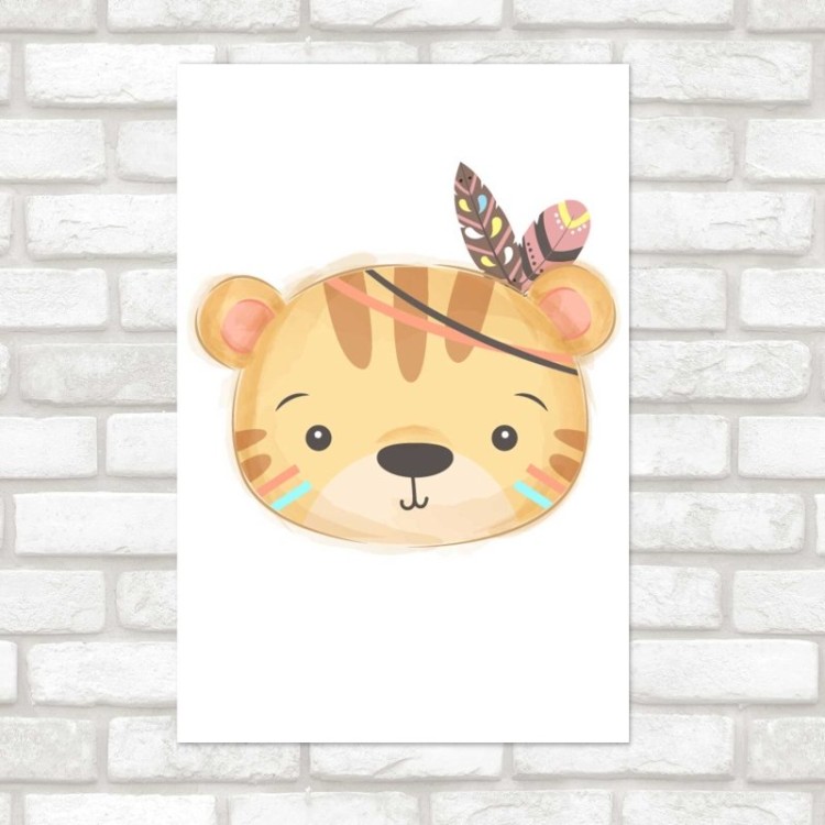 Poster Decorativo Tigre Índio Infantil N08012