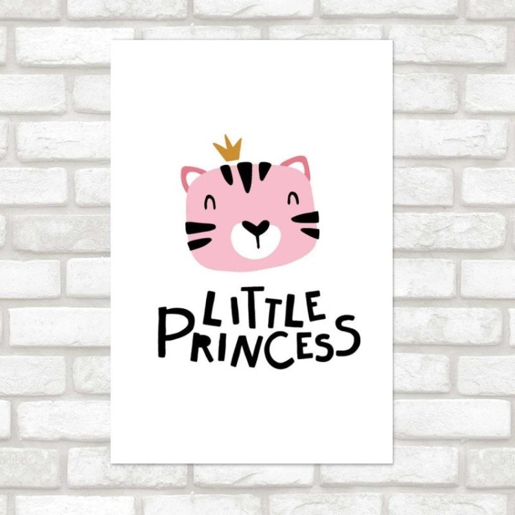 Poster Decorativo Tigre Rosa Minimalista Pequena Princesa N07210