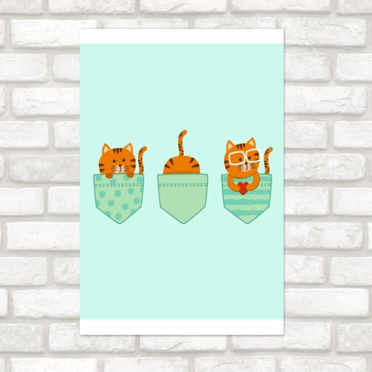 Poster Decorativo Três Gatos em Bolsos N08281