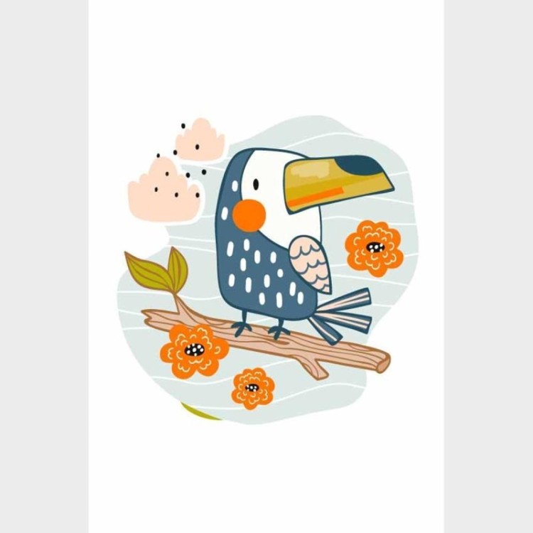 Poster Decorativo Tucano E Flores N09258