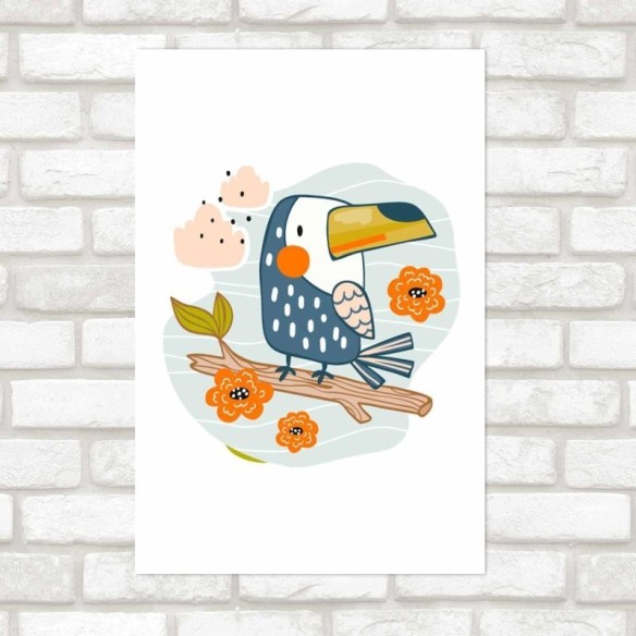 Poster Decorativo Tucano E Flores N09258