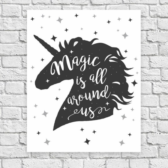 Poster Decorativo Unicórnio Estrelas 652356