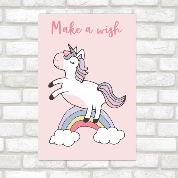 Poster Decorativo Unicórnio Make a Wish N07229