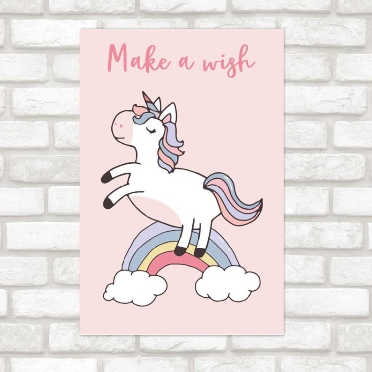 Poster Decorativo Unicórnio Make a Wish N07229