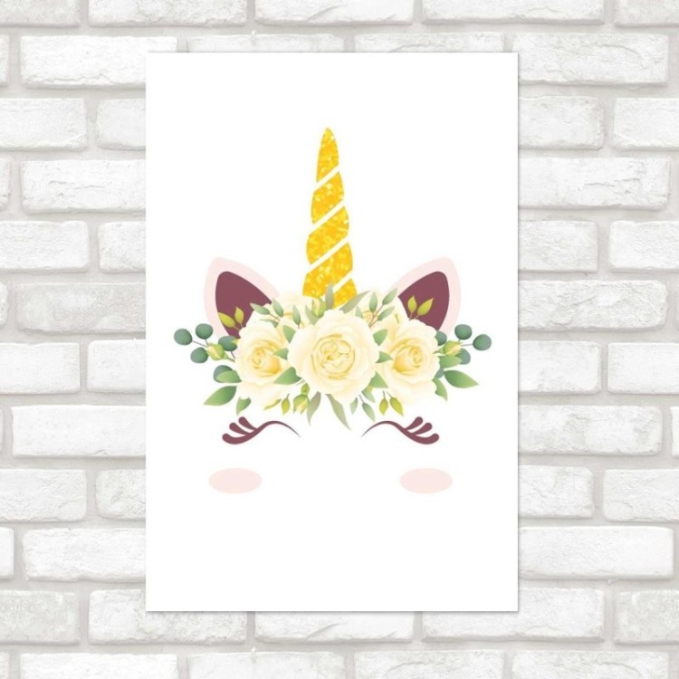 Poster Decorativo Unicórnio Minimalista com...