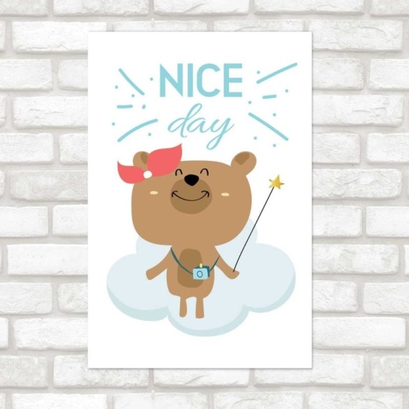 Poster Decorativo Ursinho Minimalista Nice Day N07225