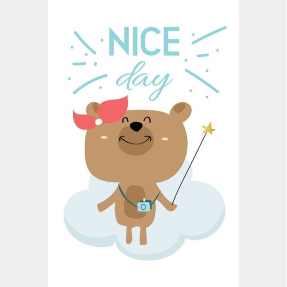 Poster Decorativo Ursinho Minimalista Nice Day N07225