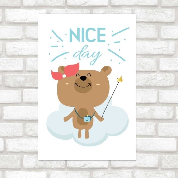 Poster Decorativo Ursinho Minimalista Nice Day...