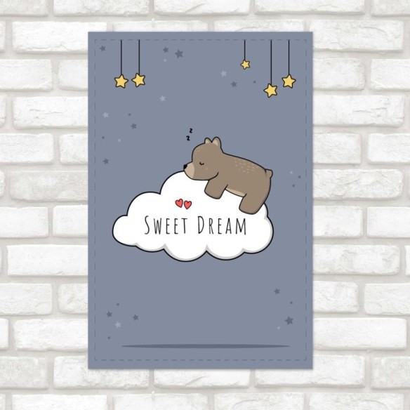 Poster Decorativo Urso Dormindo Sweet Dream N08280