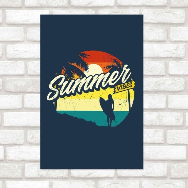Poster Decorativo Verão Summer Vibes Surf N015263