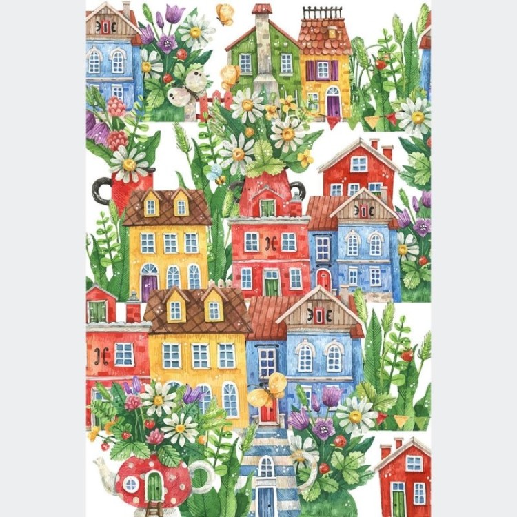 Poster Decorativo Vila em Aquarela N010284
