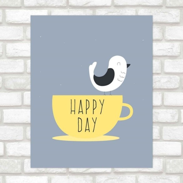 Poster Decorativo Xicara Happy Day PA061