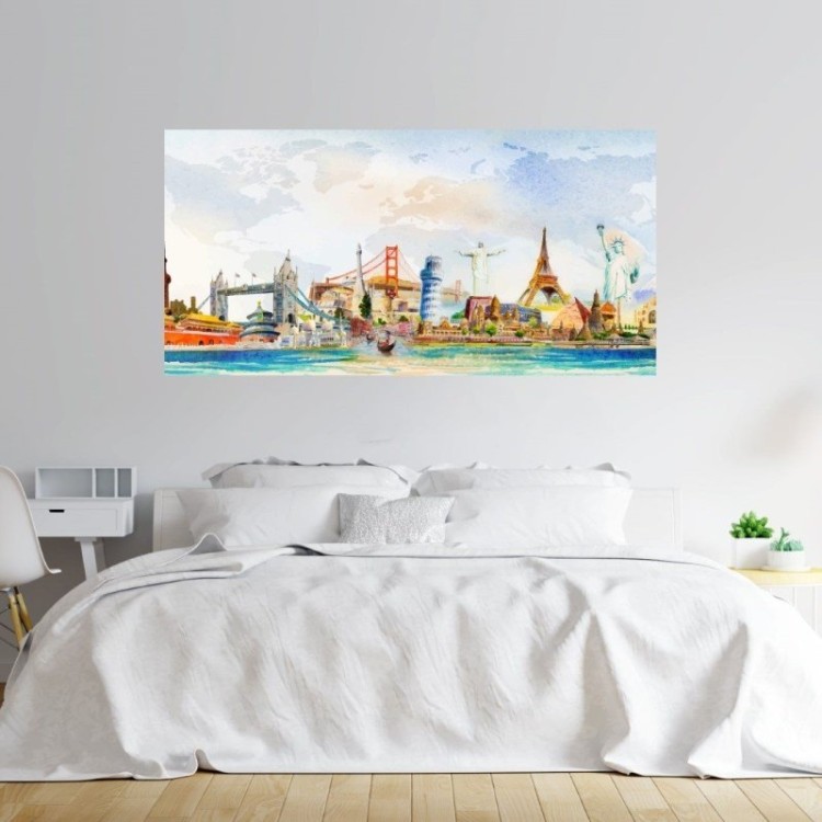 Painel Fotográfico Aquarela Volta ao Mundo N014312