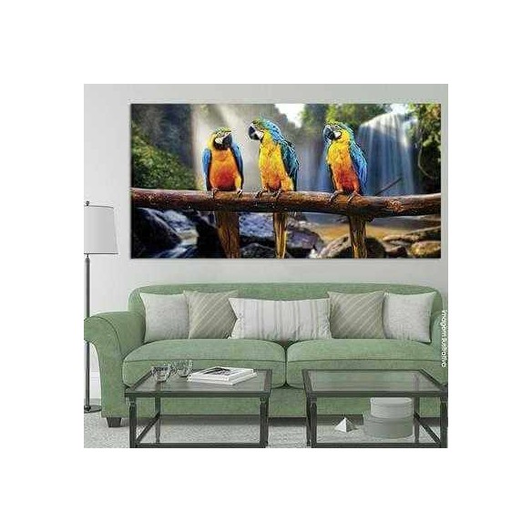 Painel Fotográfico Araras na Frente de uma Cachoeira