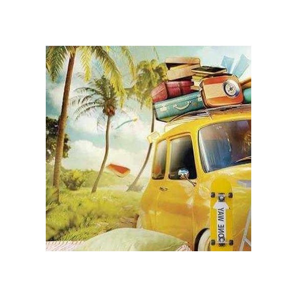 Painel Fotográfico Carro de Viagem Retrô Amarelo