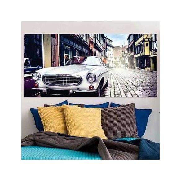 Painel Fotográfico Carro Retrô em Antiga Cidade Europeia