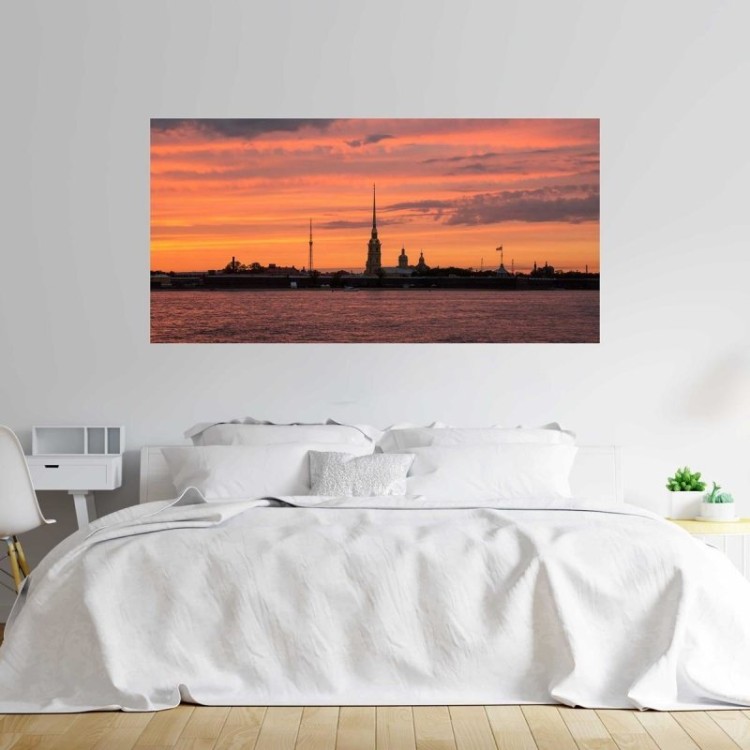 Painel Fotográfico Cidade e Mar Pôr-do-sol N07192