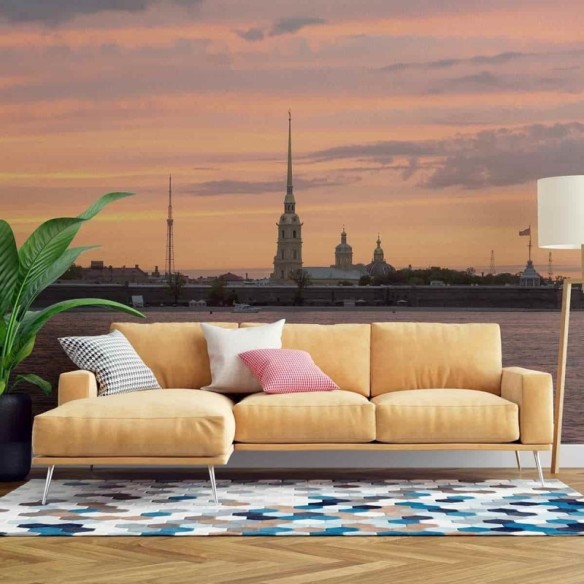 Painel Fotográfico Cidade e Mar Pôr-do-sol N07192