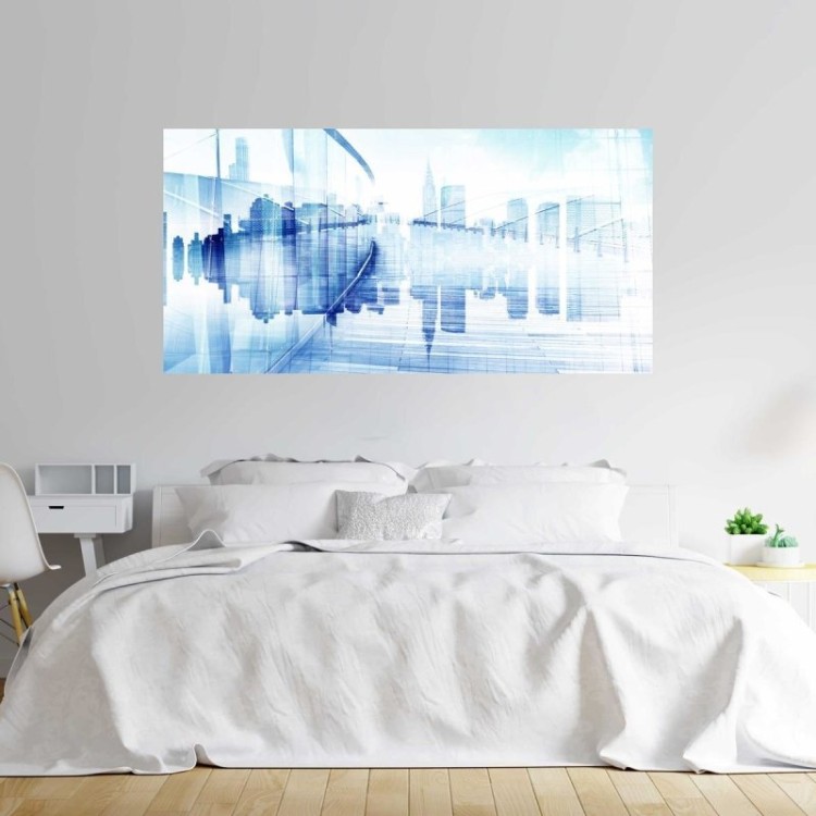Painel Fotográfico Cidade Espelhada Azul N07177