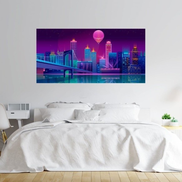 Painel Fotográfico Cidade Neon City N015275