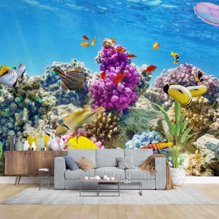 Painel Fotográfico Corais peixes Tropicais