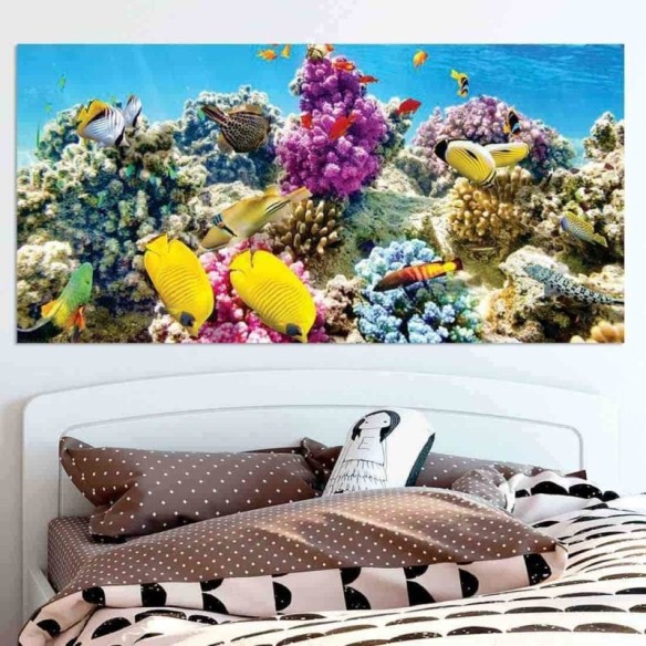 Painel Fotográfico Corais peixes Tropicais