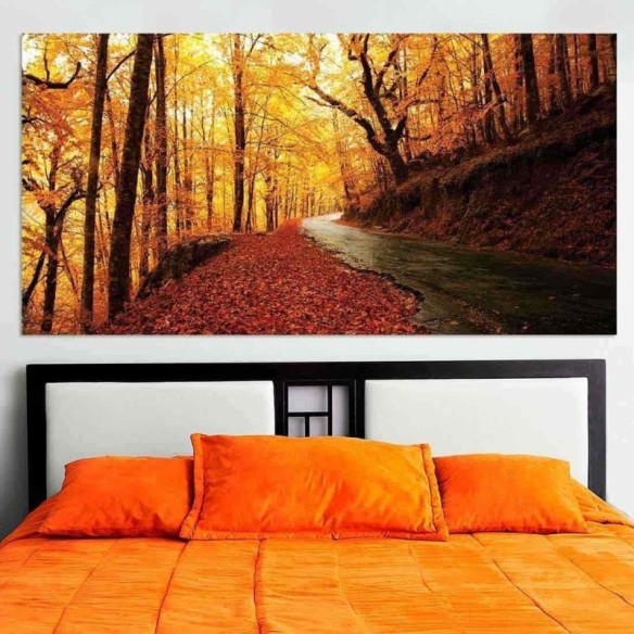 Painel Fotográfico Estrada com Folhas coloridas de Outono