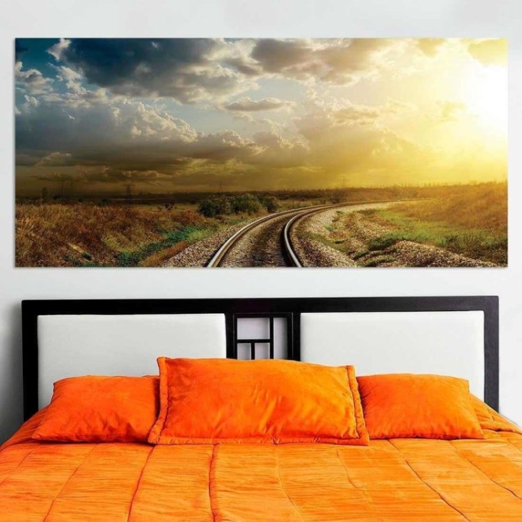 Painel Fotográfico Ferrovia ao pôr do Sol
