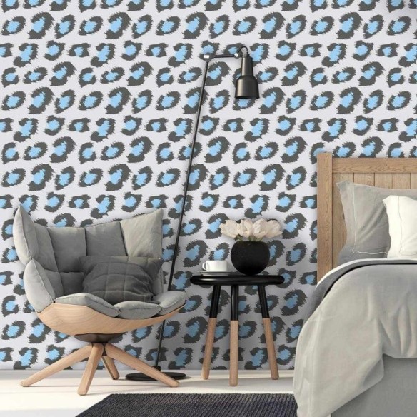 Papel de Parede Adesivo Animal Print Onça Azul 147529022