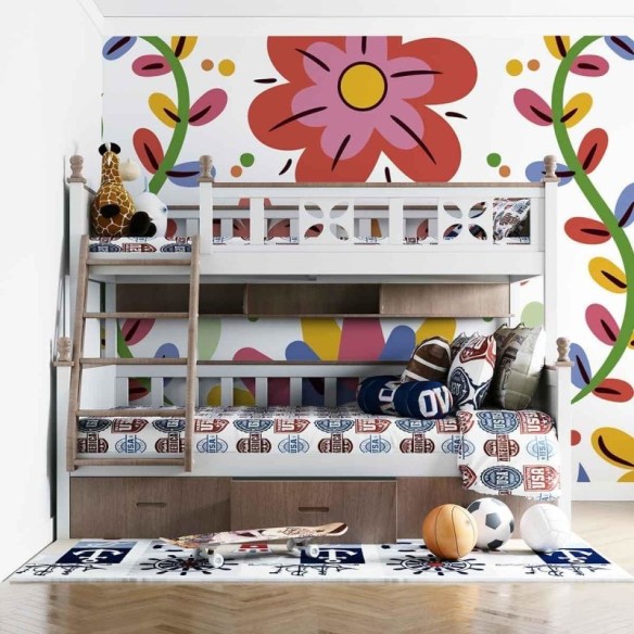 Painel Fotográfico Flores e Corações coloridos N07172