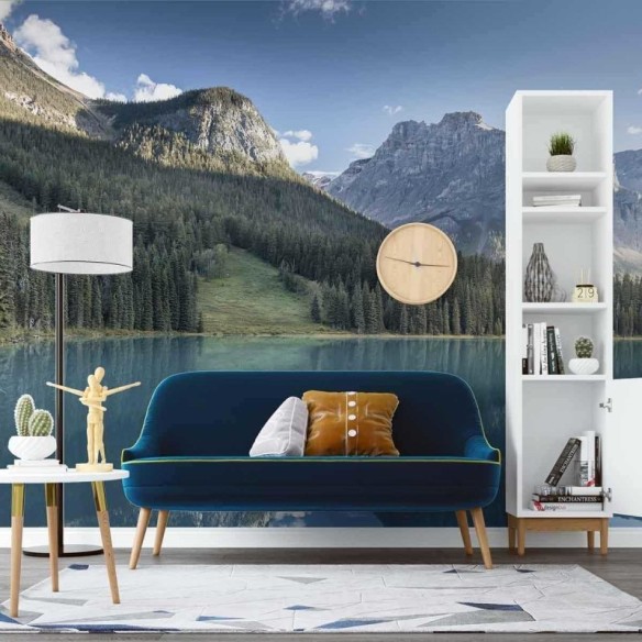 Painel Fotográfico Floresta de Pinehiros Lago e Montanhas Geladas N07180