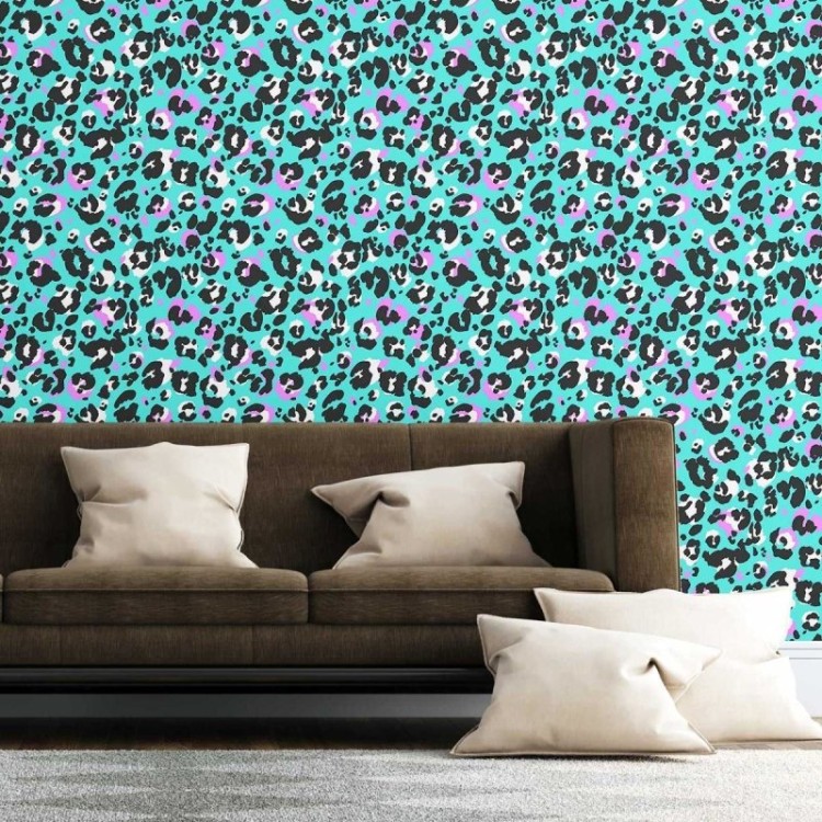 Papel de Parede Adesivo Animal Print Onça Neon...