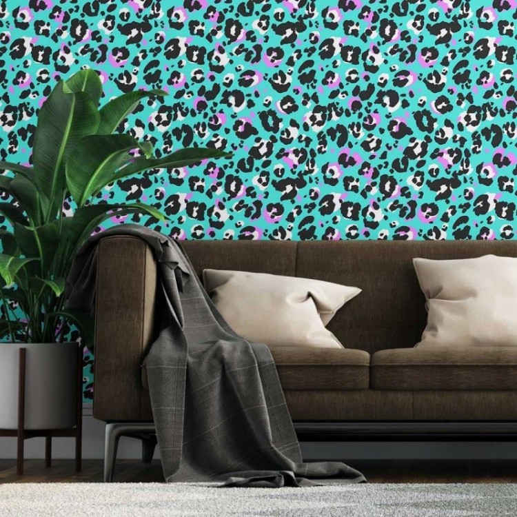 Papel de Parede Adesivo Animal Print Onça Neon...