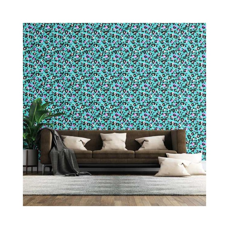 Papel de Parede Adesivo Animal Print Onça Neon...