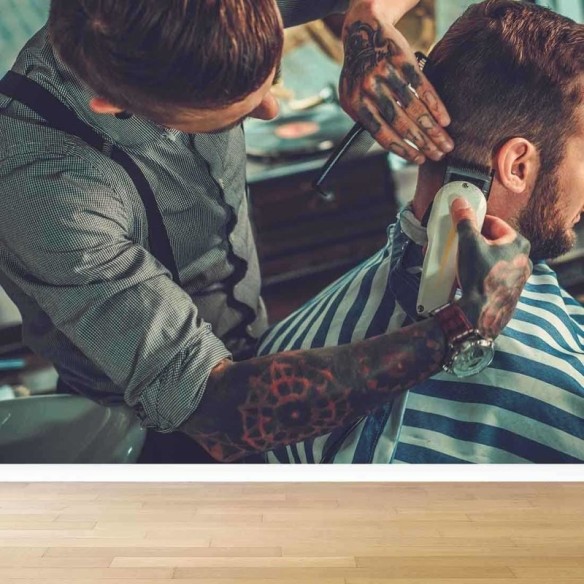 Painel Fotográfico Homem na Barbearia Hairstylist