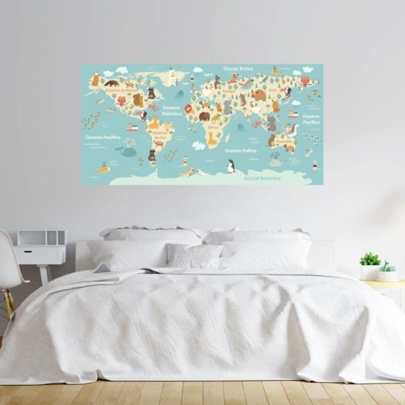 Painel Fotográfico Infantil Mapa Mundi N011156