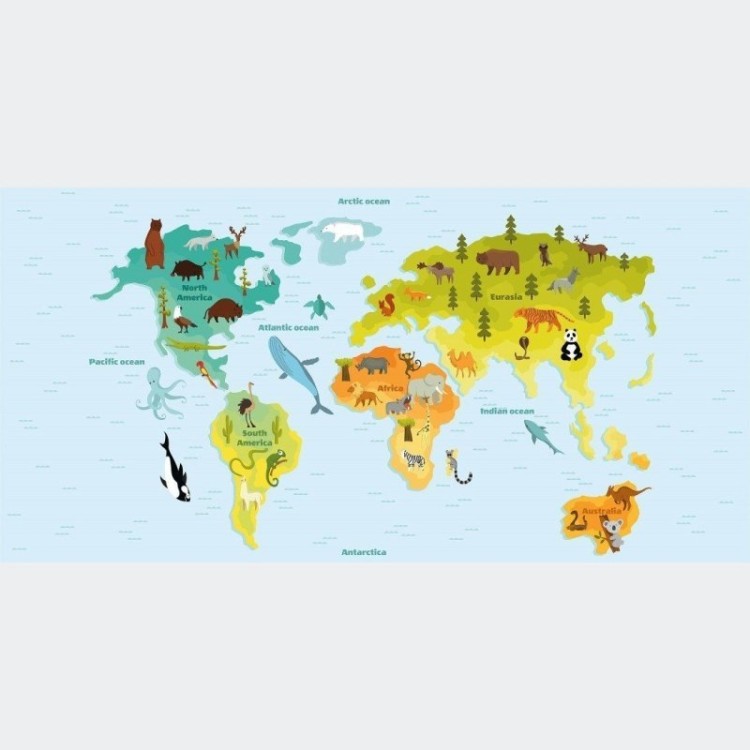 Painel Fotográfico Infantil Mapa Mundi N015282