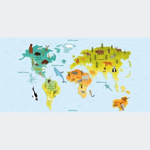 Painel Fotográfico Infantil Mapa Mundi N015282