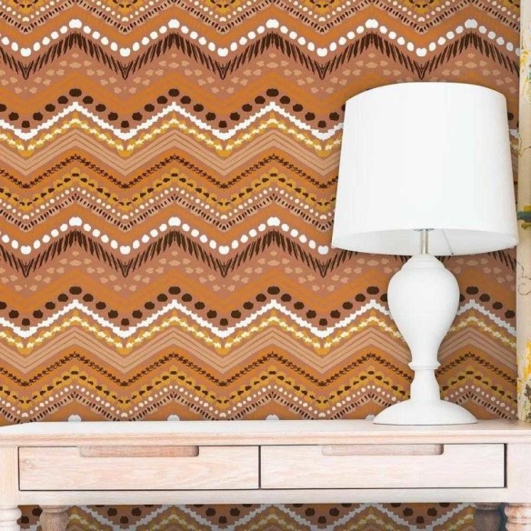 Papel de Parede Adesivo Animal Print Tribal Laranja 595871699
