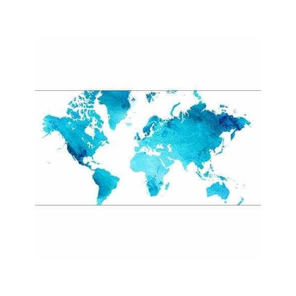 Painel Fotográfico Mapa Mundi Azul Aquarela 579899821